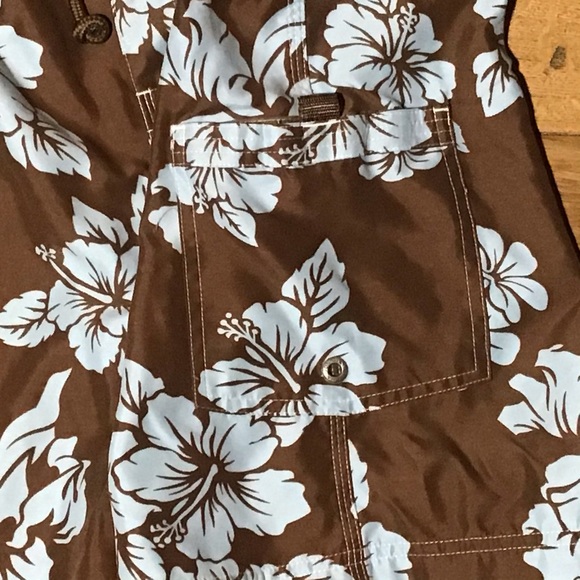 SONOMA Mens Hibiscus Print Brown Board Short Large - Picture 2 of 7